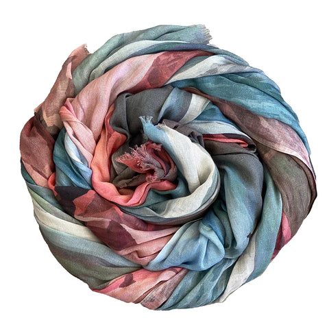 scrolled up Canggu cotton linen scarf