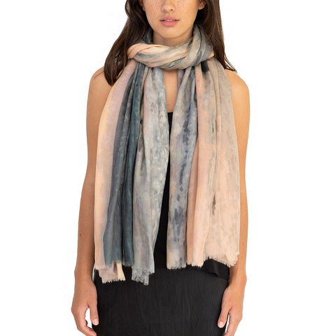 girl wearing Cottesloe wool silk scarf