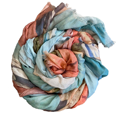 Broome cotton linene scarf scrolled up