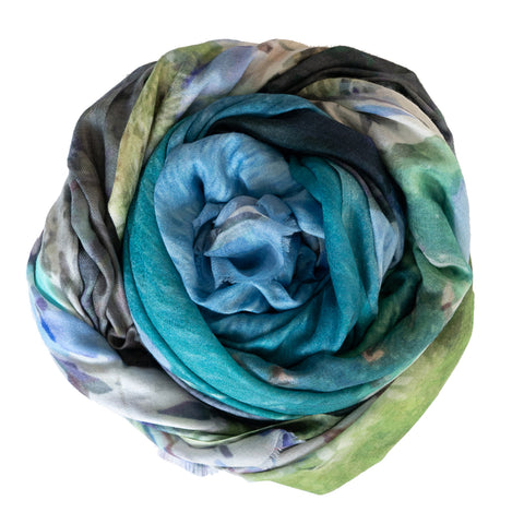 Capri merino wool and silk scarf scrolled up