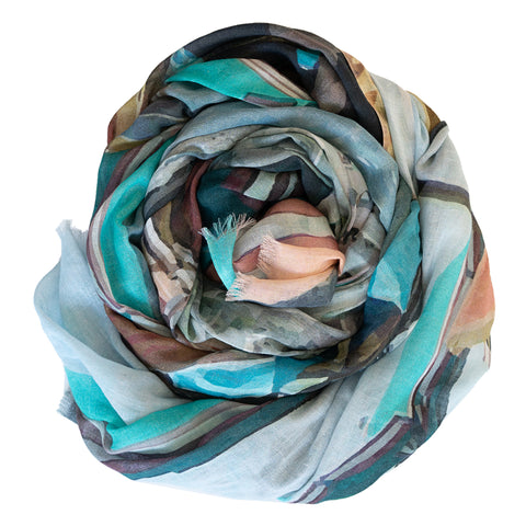 scrolled up Positano cotton linen scarf