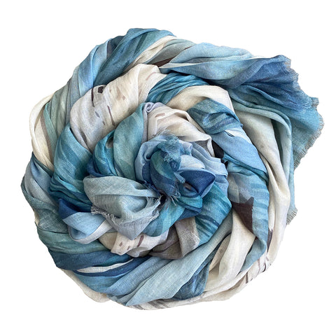 scrolled Salmon Bay cotton linen scarf