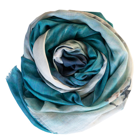 Surfers scrolled cotton linen scarf